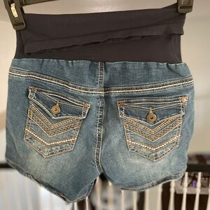 Denim maternity shorts